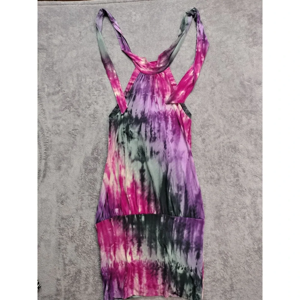 donutz inc dress small tie dye open back party dance club bodycon stretch USA